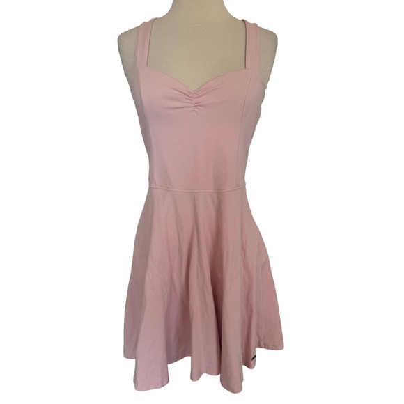 Hollister Dresses & Skirts - Hollister Pink Fit and Flare Dress Sweetheart Neckline Crisscross Straps SZM